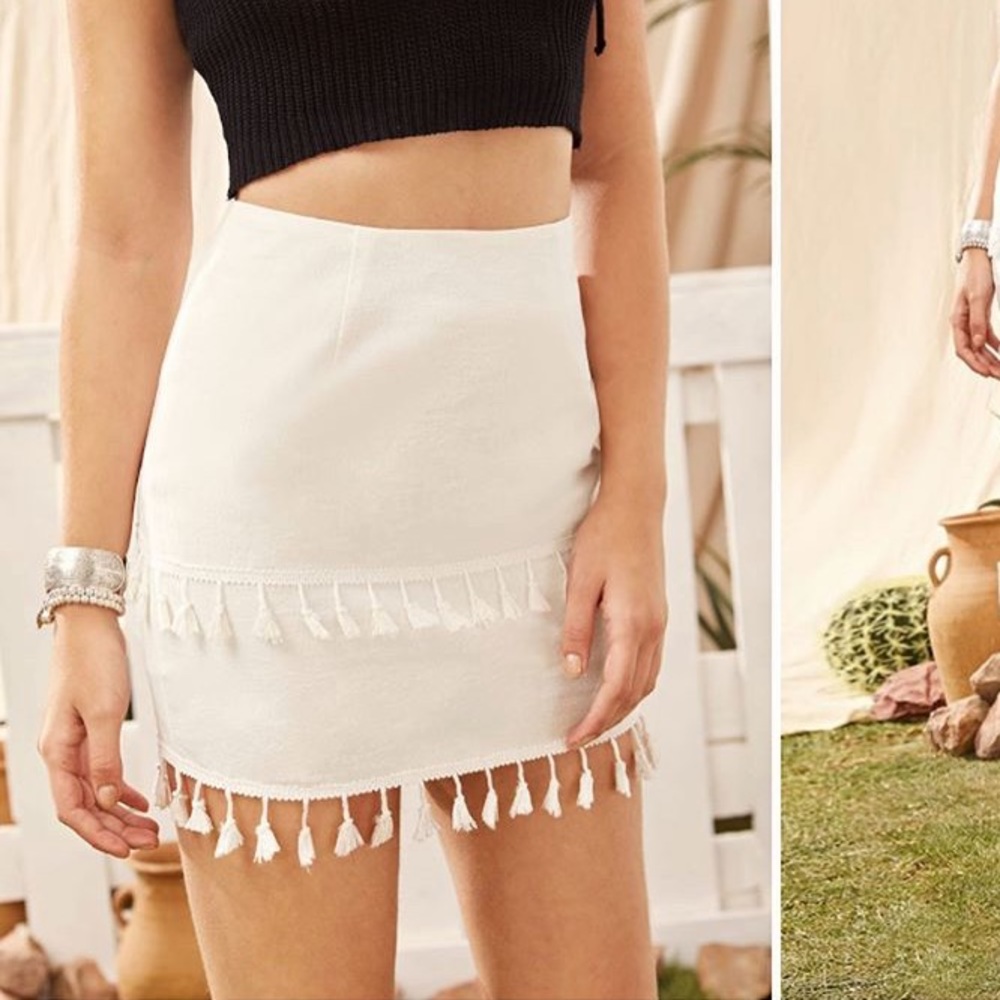 White skirt with tassels